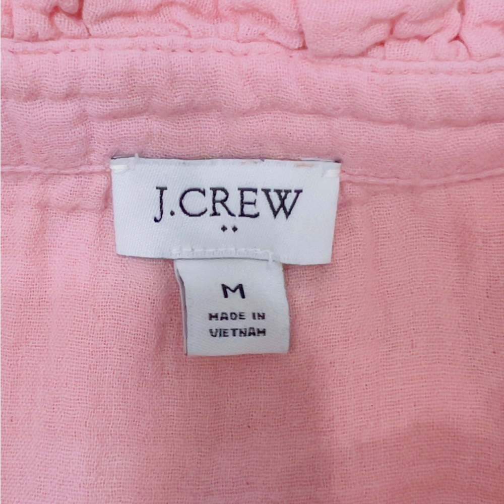 J. Crew Light Pink Ruffle Sleeveless Button Soft Cotton Blouse Medium Women’s - Picture 2 of 16
